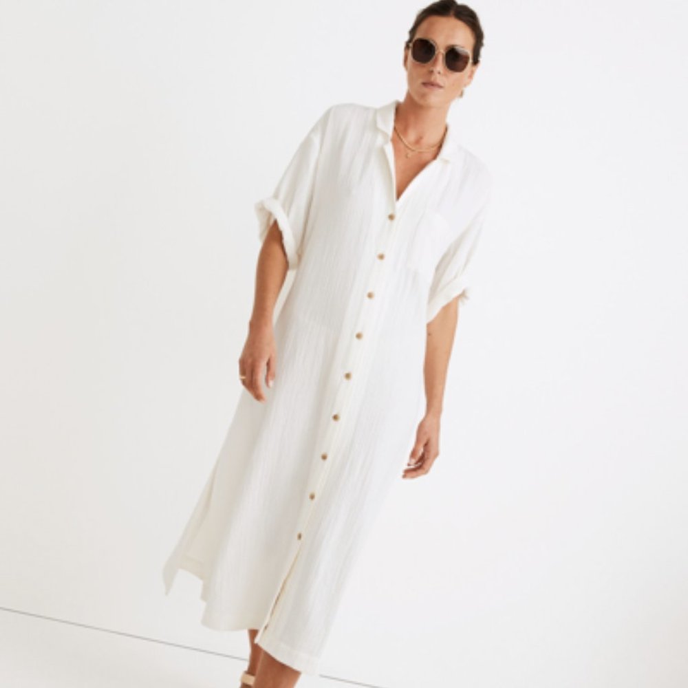 COPY - Lightspun Cover-Up Maxi Shirtdress in Lighthouse (NWT)